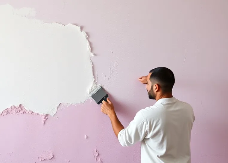 Application d'un enduit décoratif à la lisseuse sur un mur